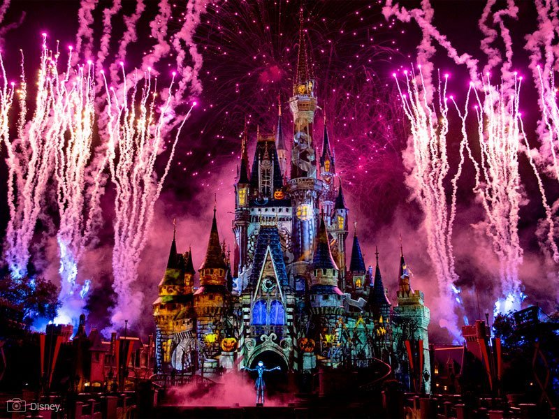 Disney castelo fogos de artifício fantasia paisagem descompressão